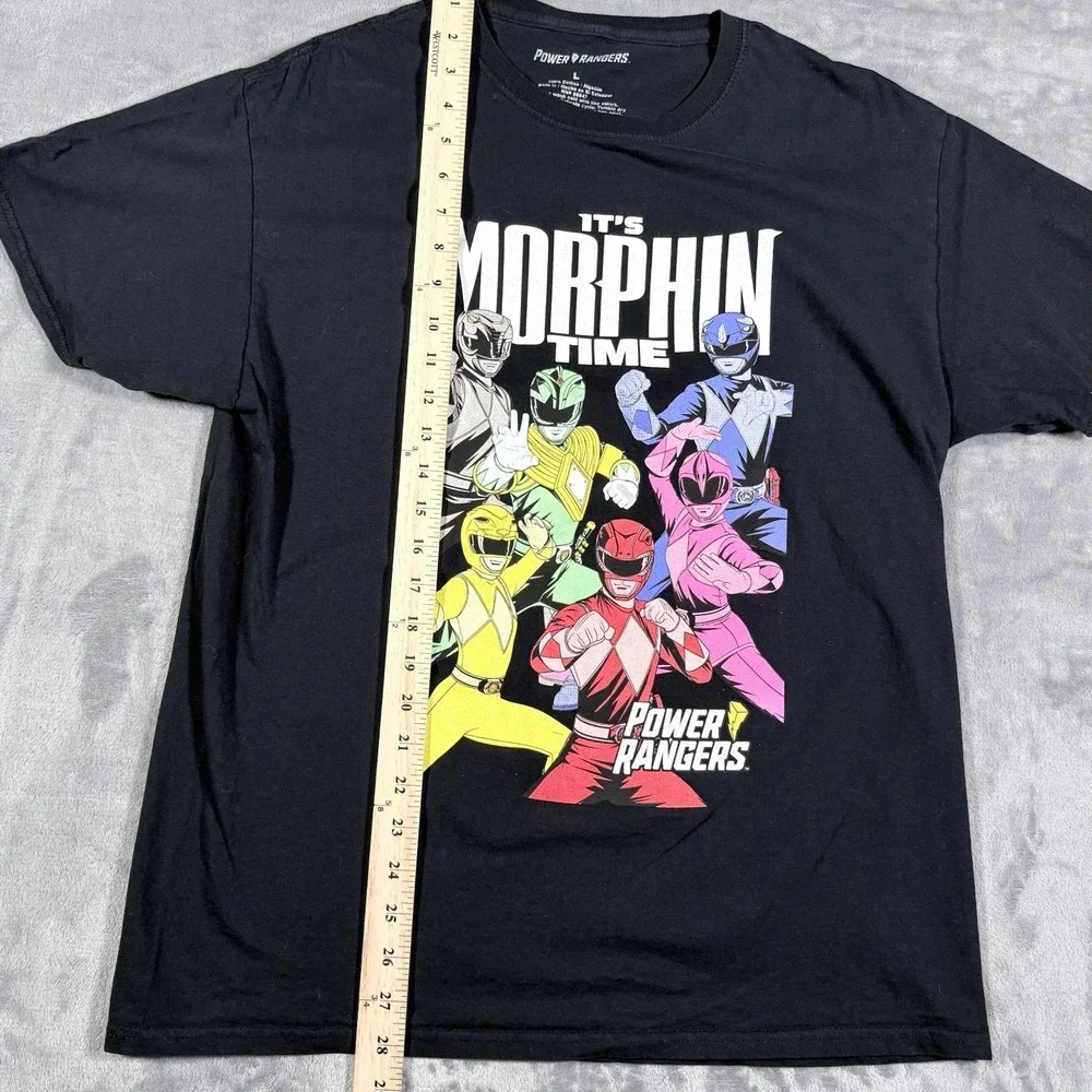 Power Rangers Its Morphin Time Graphic T Shirt Mens Large Black Tee RN 86947